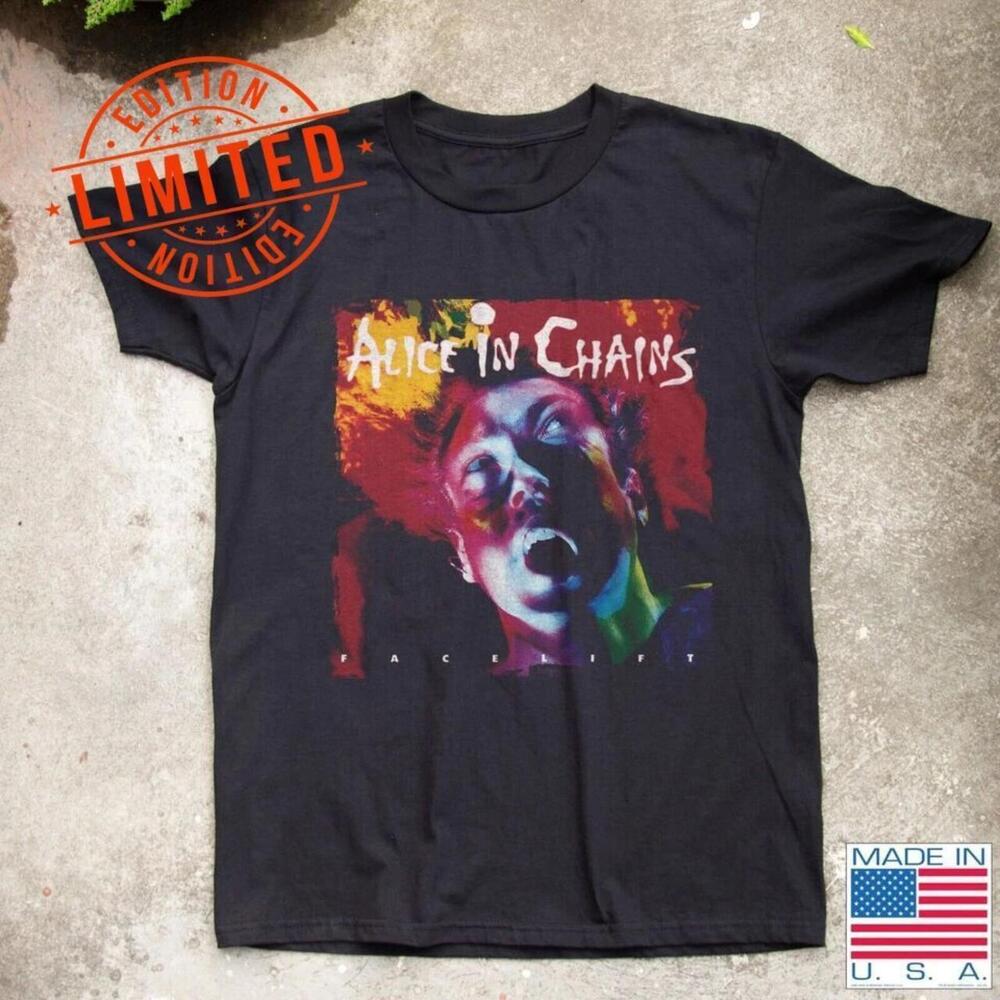 Alice In Chains Facelift Rock Album Black T Shirt Reprint